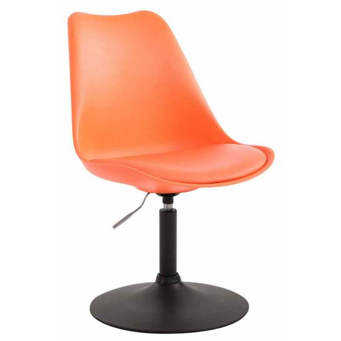 Chaise de salle a manger x1 pivotante hauteur reglable en plastique orange et pied trompette en metal chrome 10_0003764