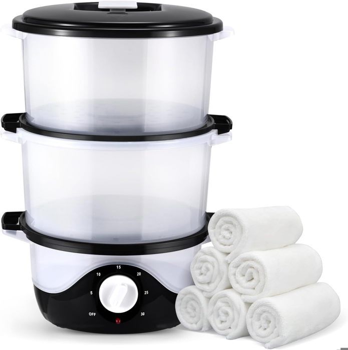 Meilleurs prix pour Chauffe Serviette, Couleeur 6L Couche Double Grande Capacité Chauffage Rapide Vapeur à Serviette Chauffante Chauffe Serviette