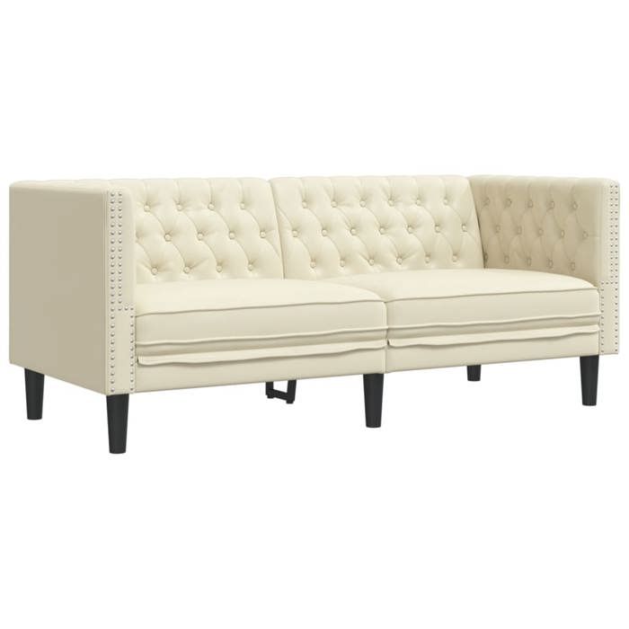 Canapé Chesterfield - UU - 2 places - crème similicuir C5