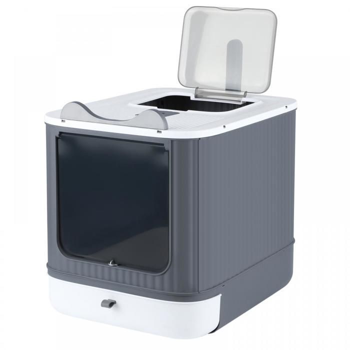 Comparer les prix de XJING-Boîte à litière pour chats - Litter bac à litière entièrement fermé bac à litière pour chats-fuites et odeur- Blanc