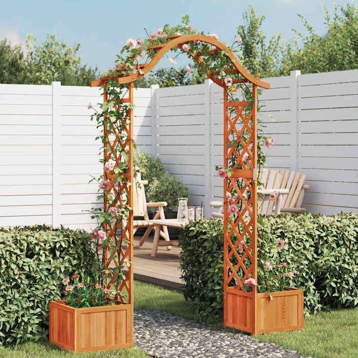 Nouveau Arche à rosiers - BMD - Pergola de jardin avec jardinière Bois pin massif DECO - V5869506