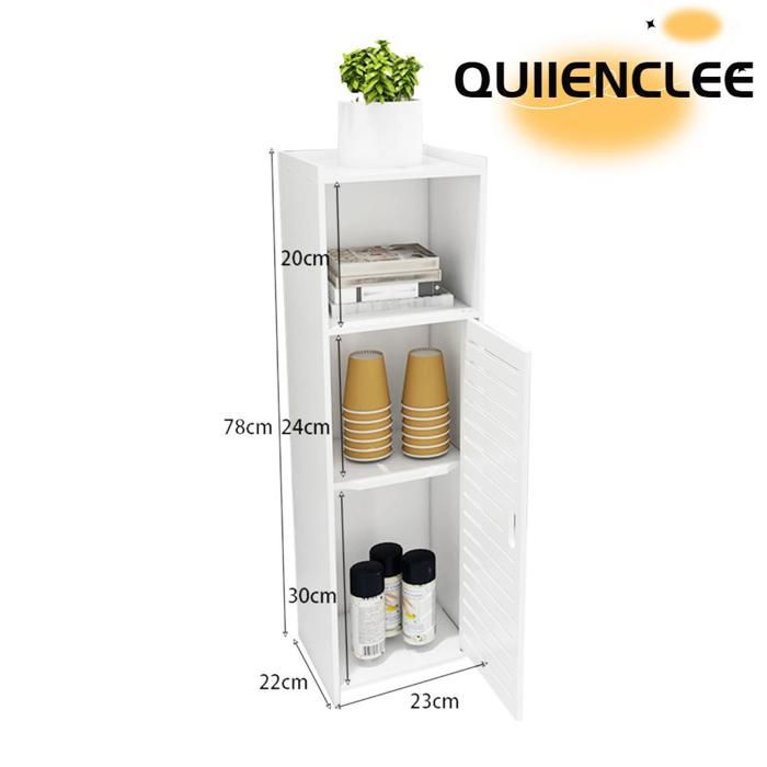 Armoire de salle de bain - 23*22*78cm Armoire de salle de bain à porte unique 3 compartiments Blanc - QUIIENCLEE