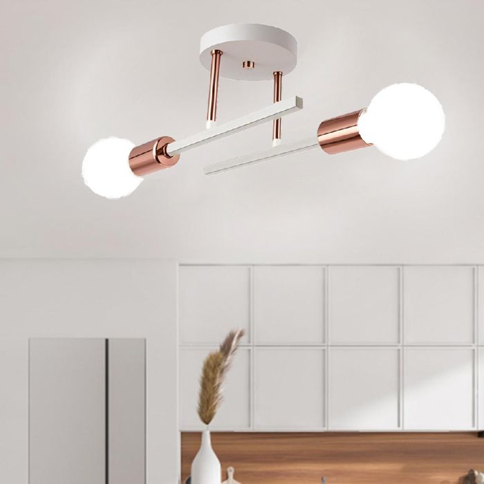 WOTTES Plafonnier Rétro Industrielle Luminaire 2 Têtes E27 Applique Murale