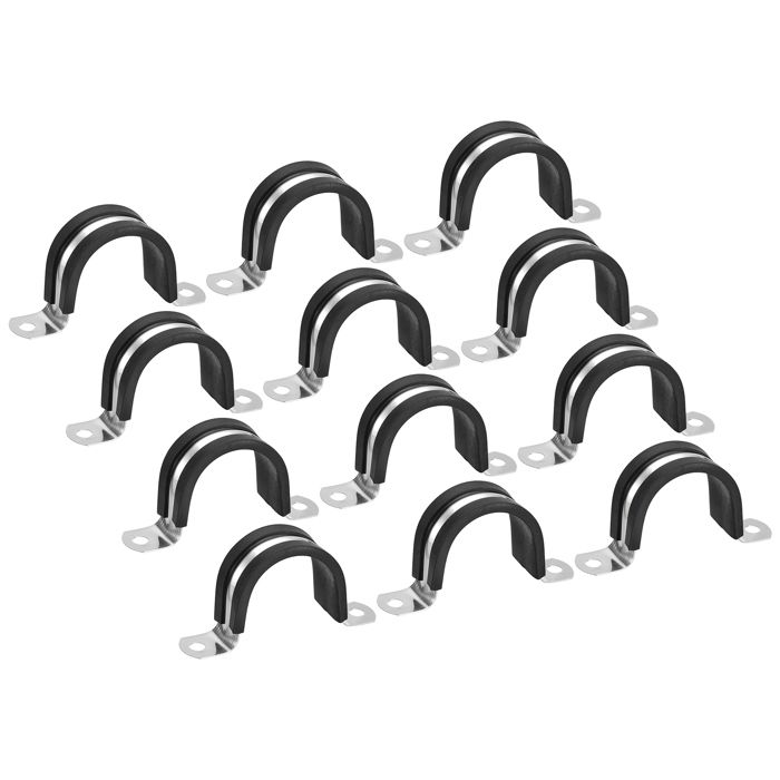 24 Colliers De Serrage Sourcing Map - Acier Inox 304 - Taille 8mm - Avec Coussin Caoutchouc - Pour Fixation Tuyaux