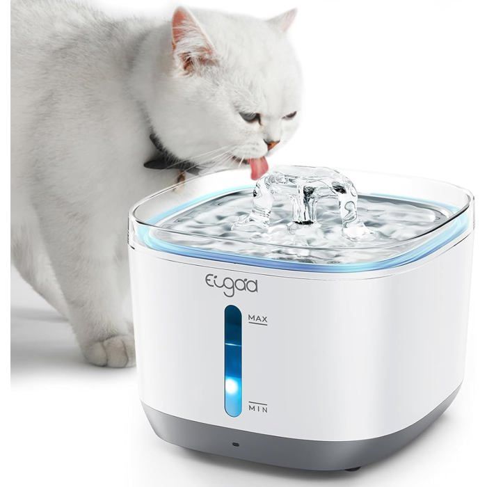 Meilleurs prix pour EUGAD Fontaine à Eau Chat sans Fil 5000mAh - Ultra Silencieux 3L - 4 Filtres Amovible Nettoyage Facile Bac en INOX