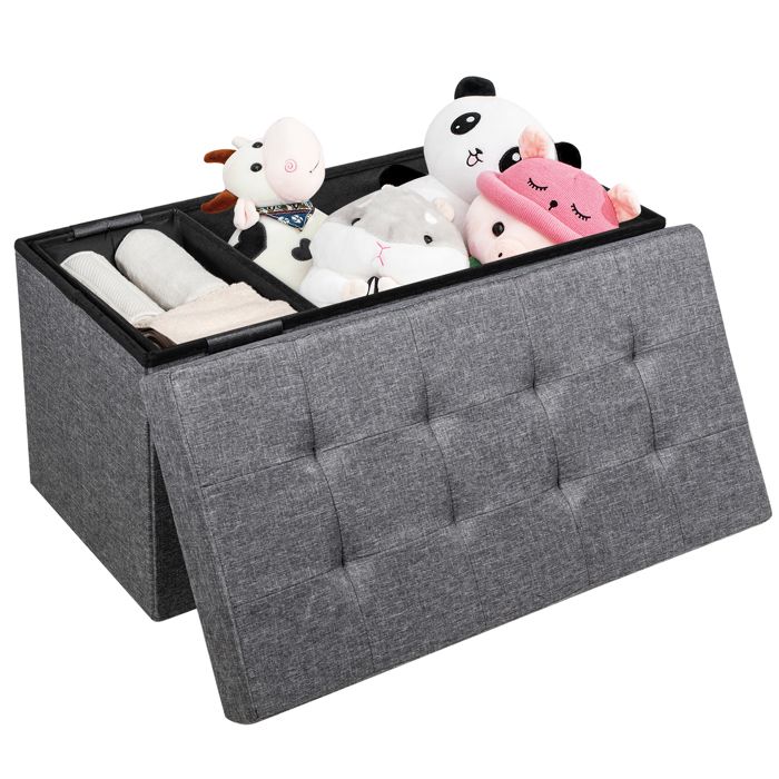 Banc de Rangement - RELAX4LIFE - Siège Rembourré en Éponge - Petite Cube Supplémentaire - Charge 150KG - 80X40X40CM - Gris Foncé