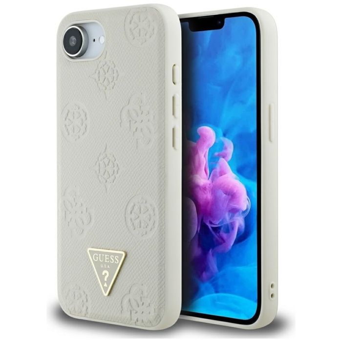Coque Guess Grained Hot Stamp Pivoine Triangle Logo MagSafe pour iPhone 16e - vue 4