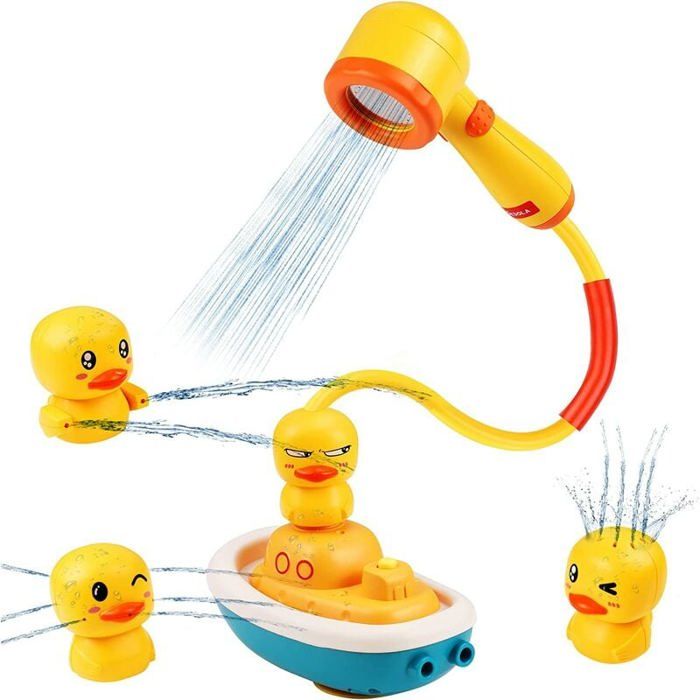 Jouet Bain bébé Jouets pour Le Bain bébé pour BaignoireJouets de Bain Douche Bateau Électrique 4 Canards Jouet pour
