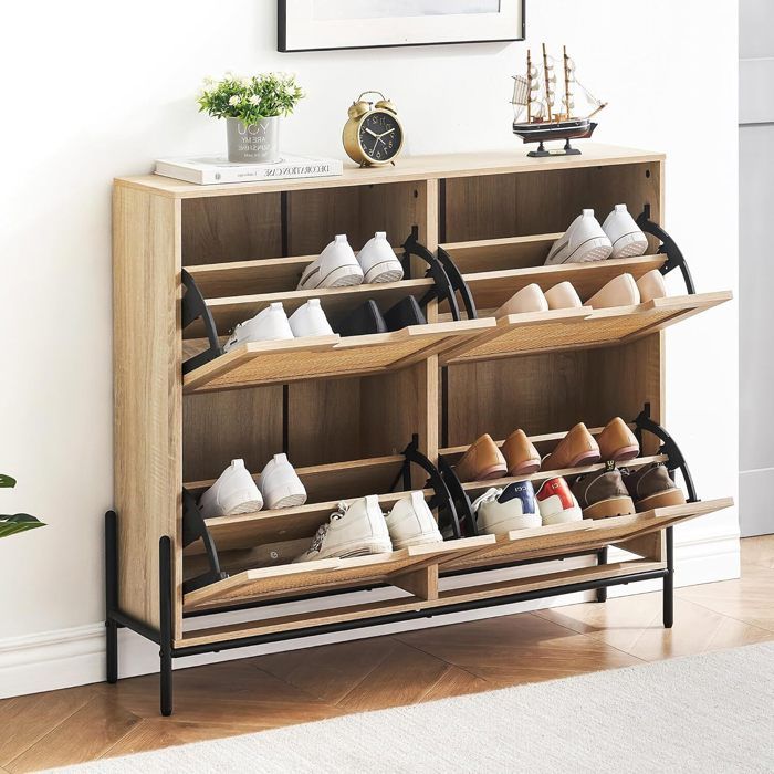 MEUBLE A CHAUSSURES - PROMIRACAL - PROMIRACAL - Rotin tressé - 1 tiroir + porte basculante - 3 compartiments réglables