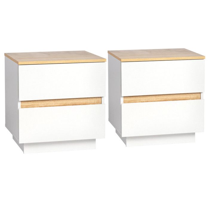 Table de Chevet Lot de 2 avec 2 Tiroirs Table dappoint Meuble de Nuit Commode de Nuit 38x32x40cm Blanc Table de Chevet Lot de 2 avec 2 Tiroirs Table dappoint Meuble de Nuit Commode de Nuit 38x32x40cm Blanc