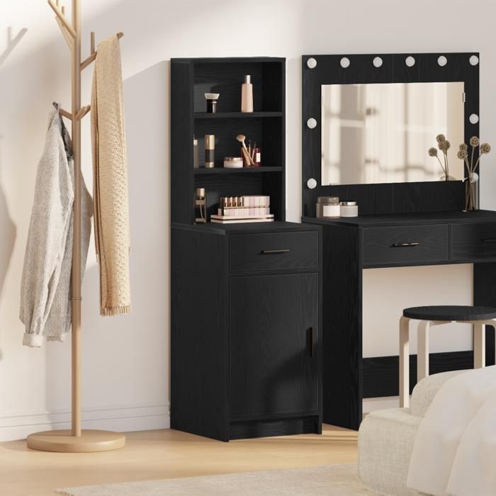 Armoire haute en chêne noir 40x41x135 cm fabriquée en bois d ingénierie