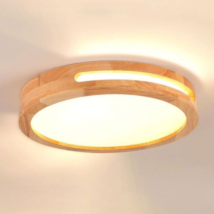 Plafonnier LED - SMOTOP - Bois massif Ø40 cm - 3000K (Blanc chaud) - Design contemporain