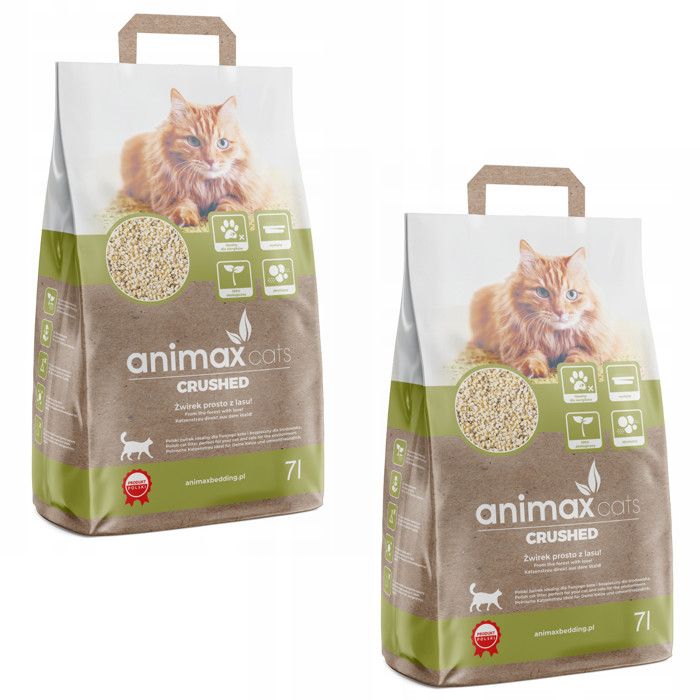 Litière agglomérante classique broyée 2x 7 litres Animax