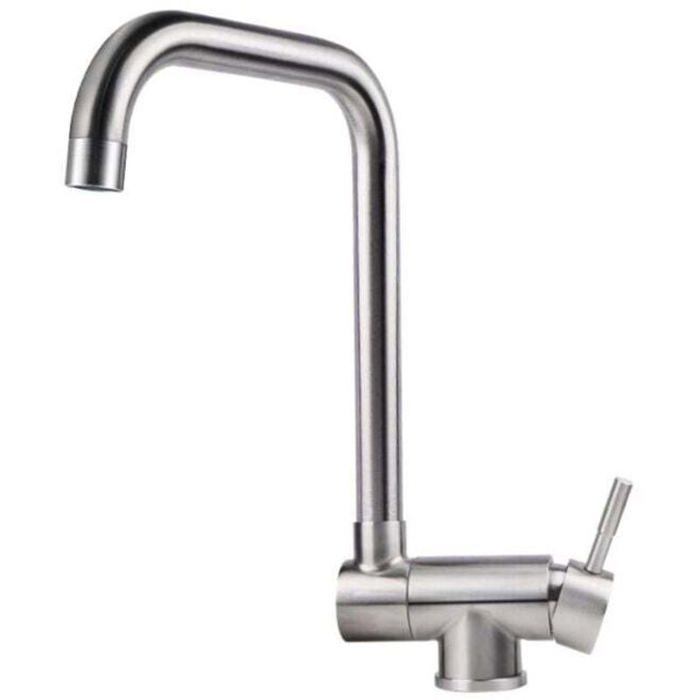 Robinet cuisine rabattable acier inox pivotant 360° brossé