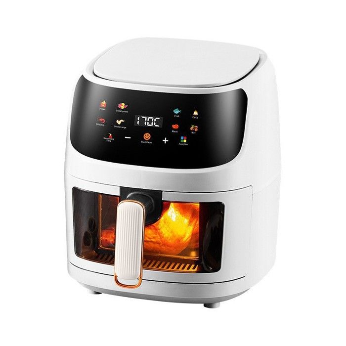 Friteuse Sans Huile 8 L 2400W Air Fryer avec Fenêtre Visible Airfryer avec LED Écran Tactile Friteuse à Air Chaud avec 8 - Uverbon