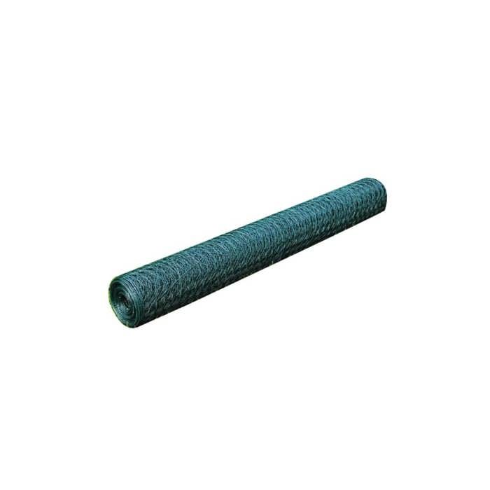 Grillage à poule en PVC - GKO - 25x1 m - Vert forêt - Épaisseur du fil 1 mm - Taille du treillis 36 mm