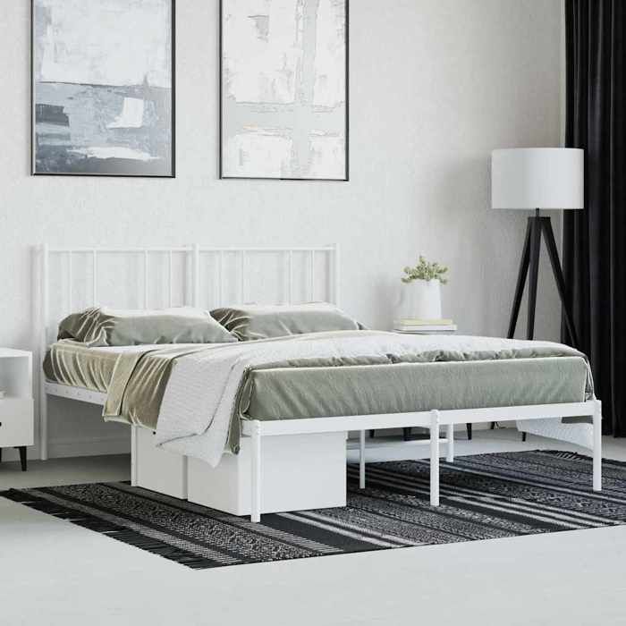 Métal Cadre de lit - BURKE - sans matelas - 1 PERSONNE - et tête de lit - blanc 120x200 cm BB1564