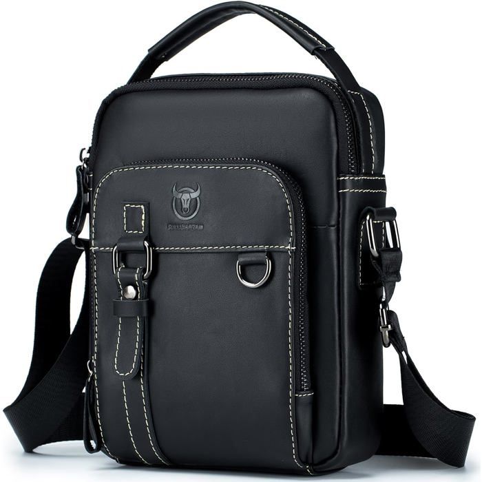 Sacoche Homme Bandouliere Cuir XJYDNCG Grande Capacité - SXD08 - Noir