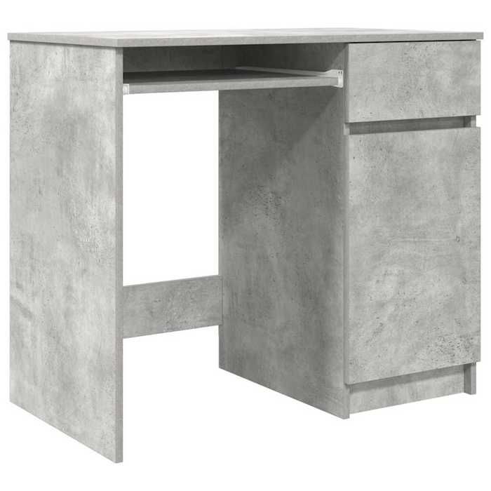 Bureau en bois dingénierie - CLARENCE - Gris béton - 86x49x76 cm - 1 porte - 1 tiroir - 1 étagère - Charge max 60 kg