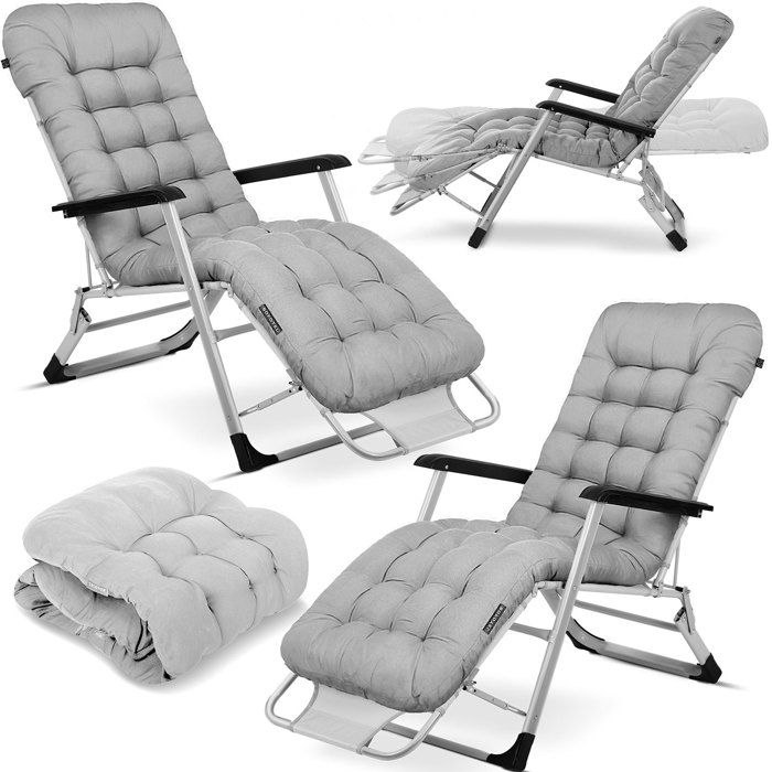 Chaise longue de jardin pliable - Sofotel - Coussin ChillWell - Ensemble 2 pièces - Gris - Réglable