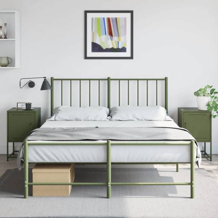 En PromotionTables de chevet(Lot de 2) - ABOTT@Tables d’Appoint/Table de nuit - vert olive 36x39x605cm acier 676899