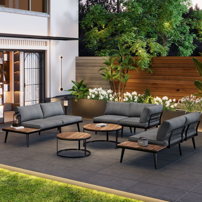 Salon de jardin 6 pièces pour 5-6 personnes - ensemble