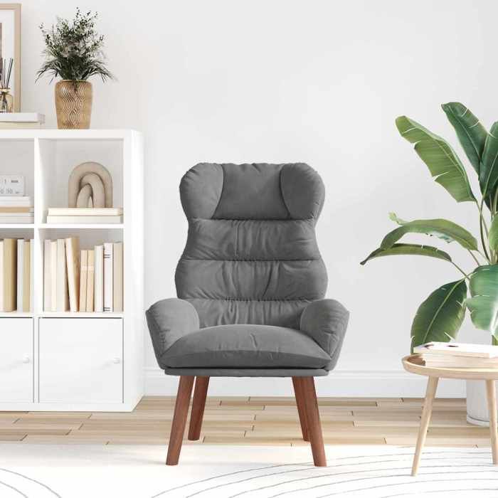 Anticorrosion MODERNE Fauteuil de relaxation simple - Pour intérieur - Gris foncé 69x74x93cm Velours 84987634