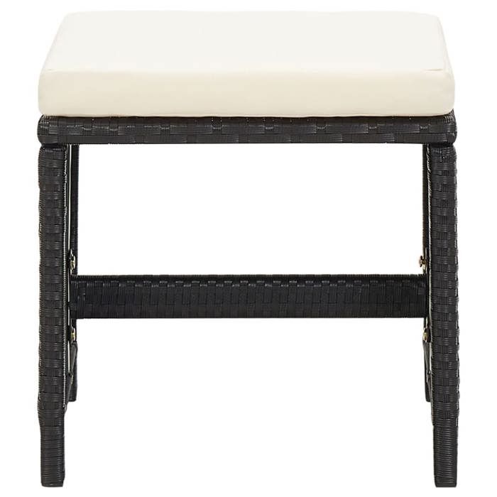 Mode Jeu de chaise et tabouret de jardin CHEZ YIYI Set de 4 Fauteuil de relaxation élégant Résine tressée Noir 52x60x85 4178