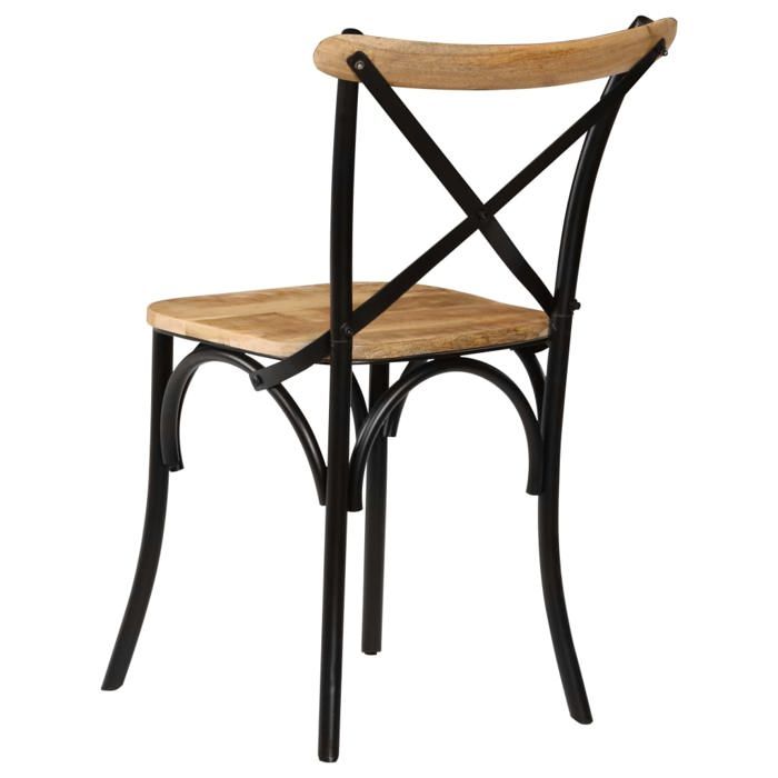 Elégant Chaise de cuisine Noir - Chaises à dossier croisé lot de 2 noir bois de manguier solide PRO6011932587771