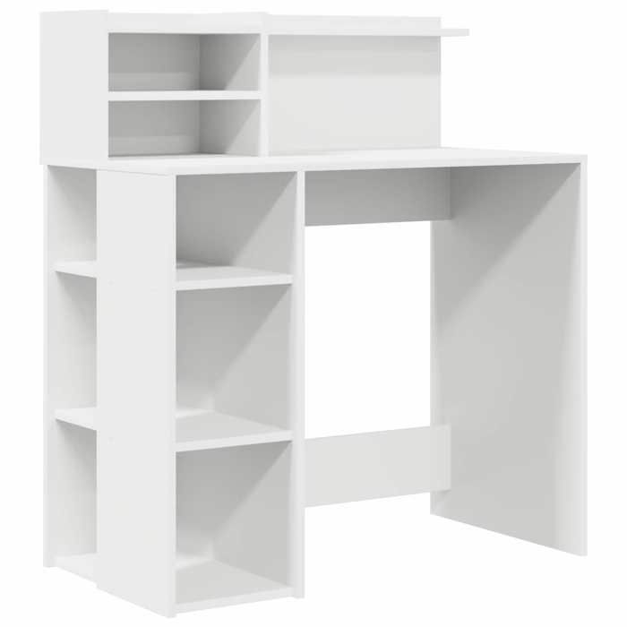 VENTE-FLASH Bureau avec étagère Blanc 90 x 48 x 1015 cm - Bois dingénierie(18626869522)VIDAXL