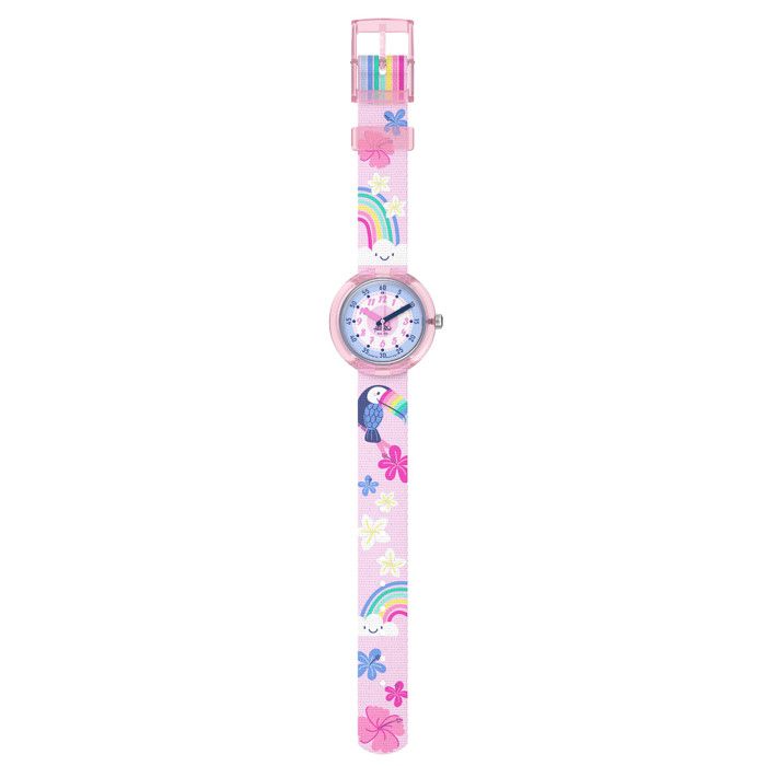 Montre enfant - FLIK FLAK - FPNP185 - Rose - Boîtier biosourcé 31 85 mm - Bracelet textile