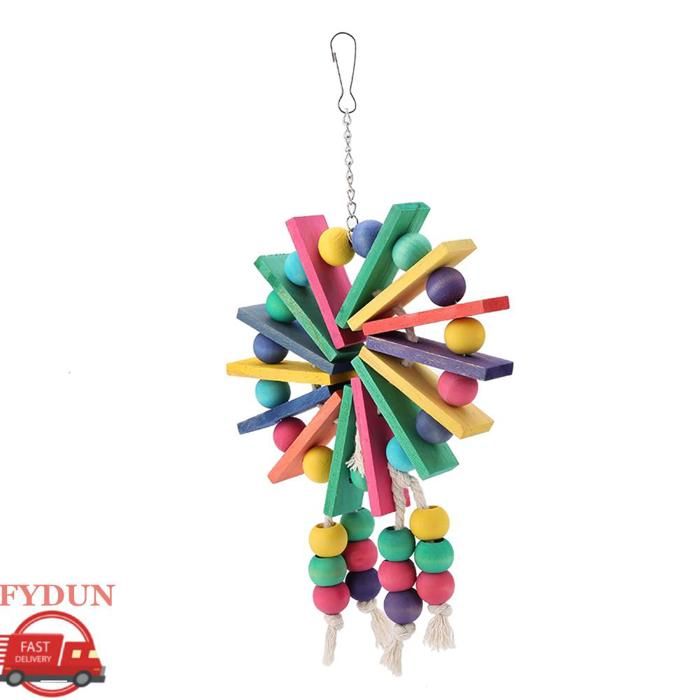 FYDUN Balançoire de perroquet de jouet Jouet de Perroquets à Mastication et à Lisser Jouet Doiseau en Bois animalerie jouet