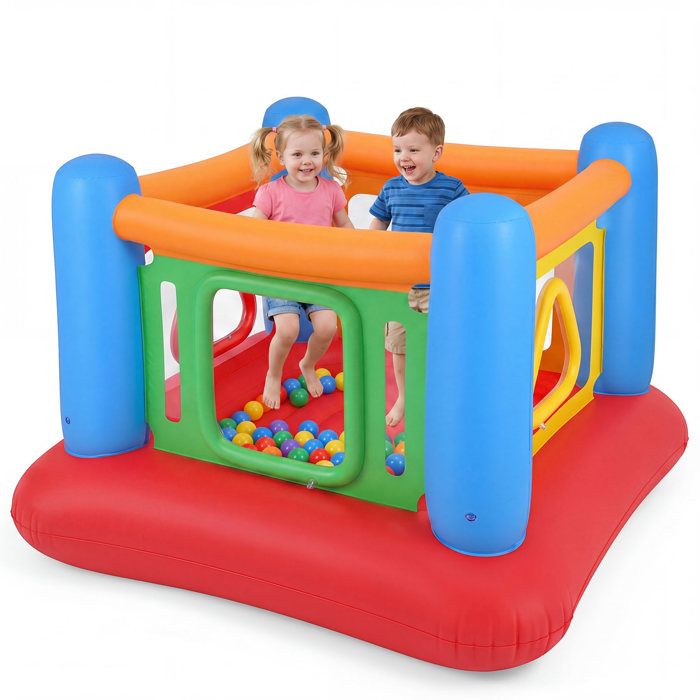Château Gonflable Enfant -COSTWAY- Trampoline Intérieure/ExtérieurePVC de QualitéPompe Non Inclusepour 3+ Ans Bleu