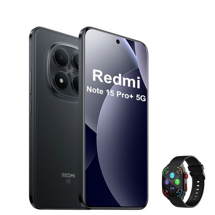 Smartphone - XIAOMI Redmi Note 15 Pro+ 5G - 8 Go RAM - 256 Go ROM - Noir & Smartwatch
