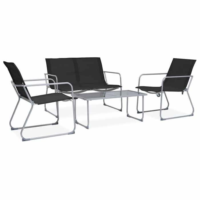 Meuble - vidaXL - Salon de jardin 4 pcs - Pour Salon Balcon - résistante à leau - Tissu et acier Noir
