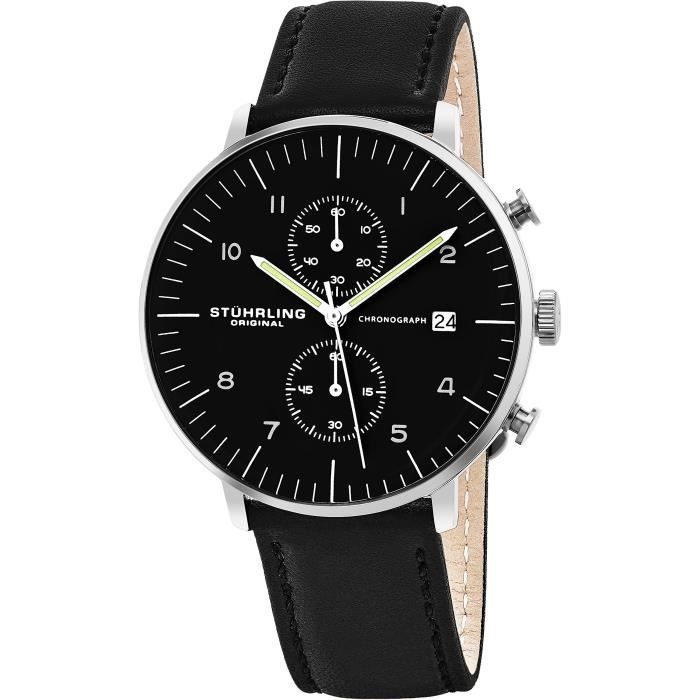 STUHRLING ORIGINAL Quartz Chronographe Date « Monaco en acier inoxydable et  robe en cuir Watch, 803,01, noir HDXRF , - Achat/vente montre Noir -  Cdiscount