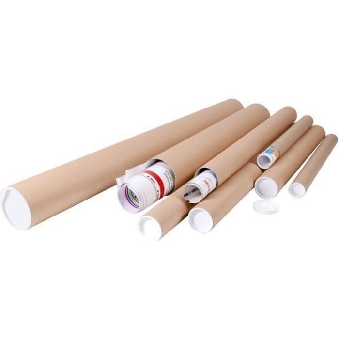 Lot de 10 tubes carton brun pour affiche poster 5 cm x 50 cm …
