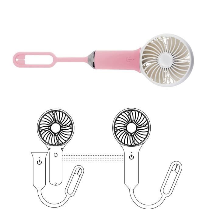 Ventilateur de poche portable - Marque inconnue - Rose - Chargement USB - Fonction veilleuse