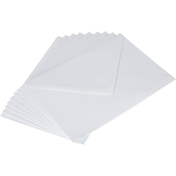 100 Enveloppes Nacrées Blanc C6 - 120 G/m², Fermet Gommé, Rabat Arrondi - Pour Cartes De Vœux, Invitations