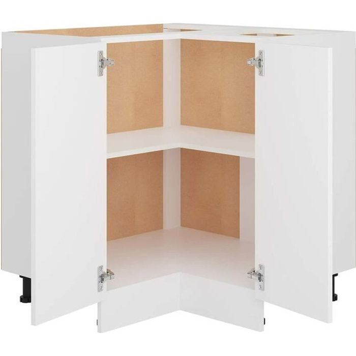 Armoire inférieure dangle Armoire de Rangement de Cuisine Aggloméré 755x755x805 cm Blanc[48]