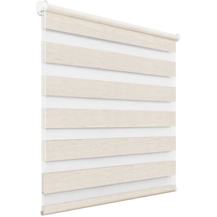 Double Tissu Facile à Montage Rideau Lin Gris 40x110cm Translucide HOMEDEMO Store Enrouleur Jour Nuit avec ou sans Perçage