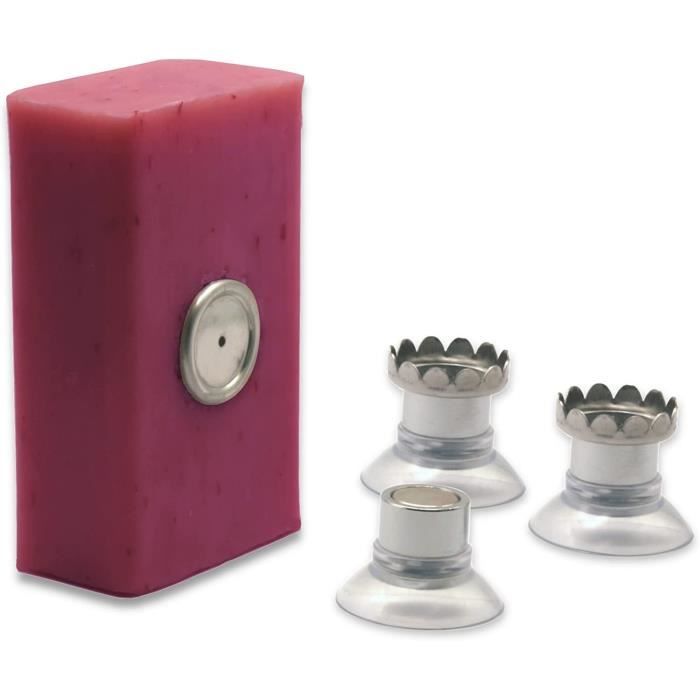Lot De 3 Porte Savon Aimanté Rose Or - Fixation Ventouse Sans Perçage Acier Inoxydable
