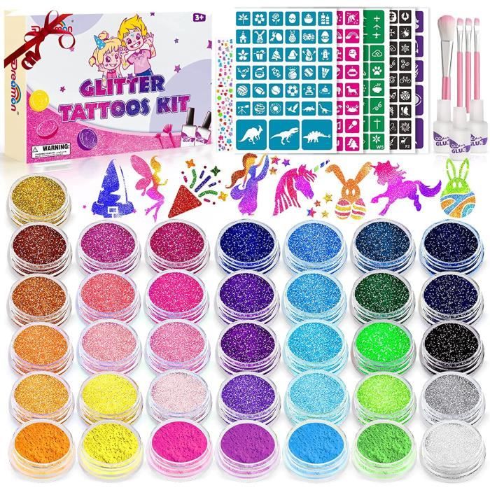 Tatouages Temporaires Kit Tatouage Enfant Fille Noël 36 Couleurs