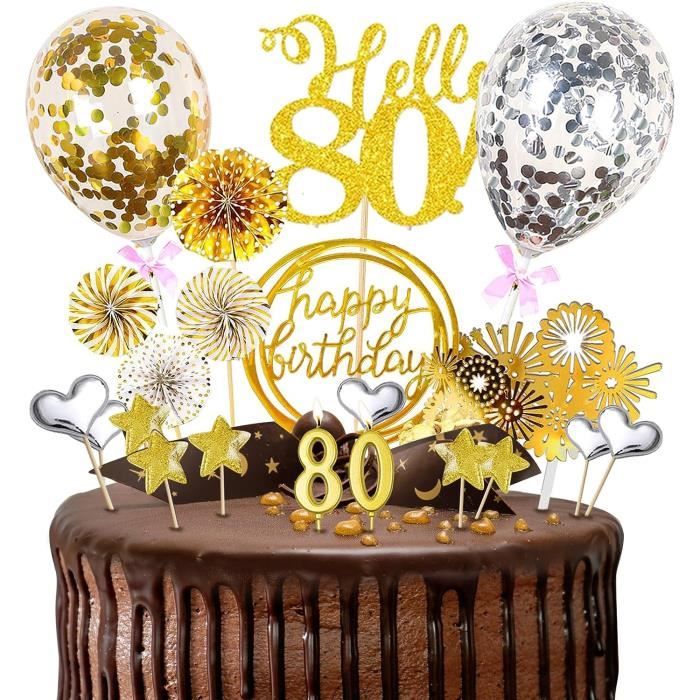 décoration pique pour gâteau happy birthday anniversaire doré