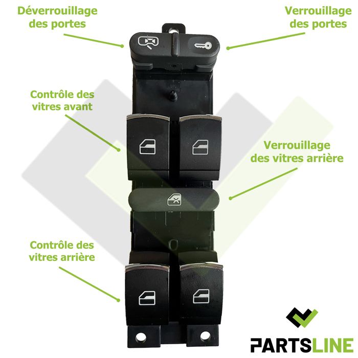 Lot De 2 Boutons Lève-vitres électriques Avant Gauche Et Avant Droit (ou Arrière) Pour Clio III, Modus, Twingo II - Compatible 8200002451 & 8200214936