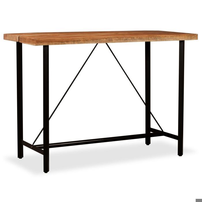 Table Haute Mange Debout Bar Bistrot Bois Massif De Sesham 150 X