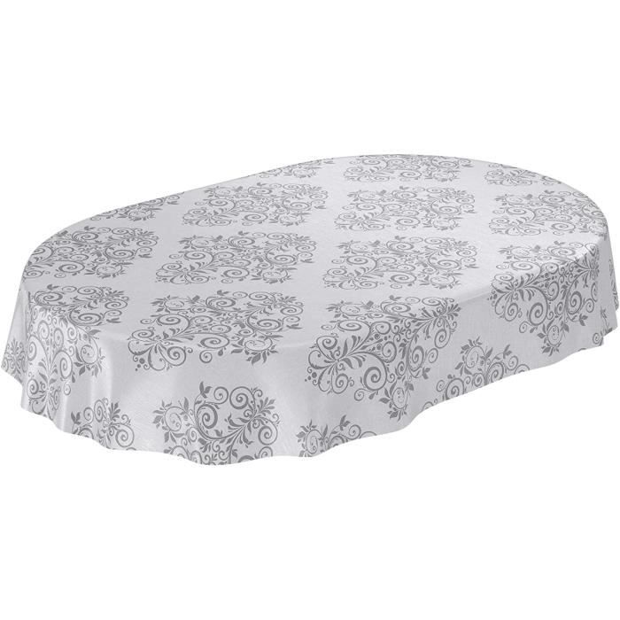 Tovaglia in tela cerata effetto lino, Fibra sintetica, Beige, Oval