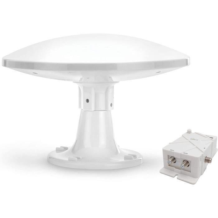 Antenne TNT Extérieure Puissante Avec Amplificateur - 120km Portée, 360° - Pour Camping-car, Fourgon, Bateau