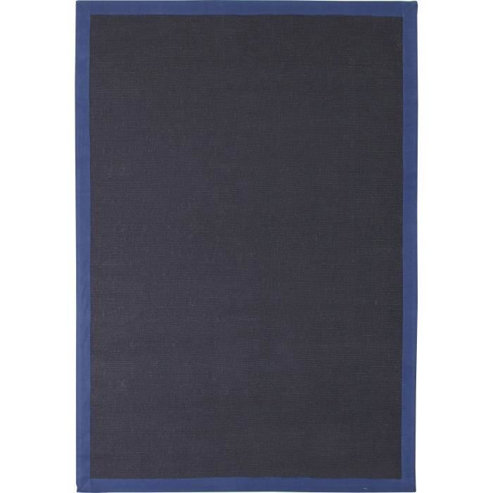 THE DECO FACTORY Tapis de salon NATURAL JUTE Fibres naturelles - 120 x 170 cm - Bleu foncé