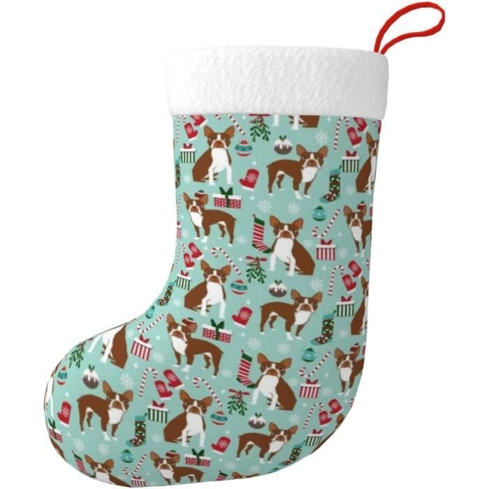Chaussette de Noel de 45 cm motif floral anglais de race de chien bleu marine chaussettes de Noel a suspen e pour vacances 649 Cdiscount Maison